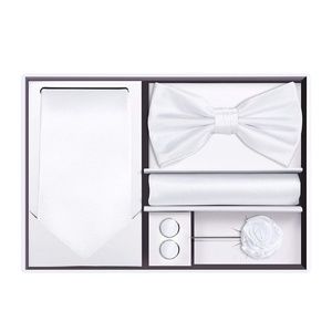 Mens 5pc Neck Tie Bow TIe Lapel Pin Cuff Links Set